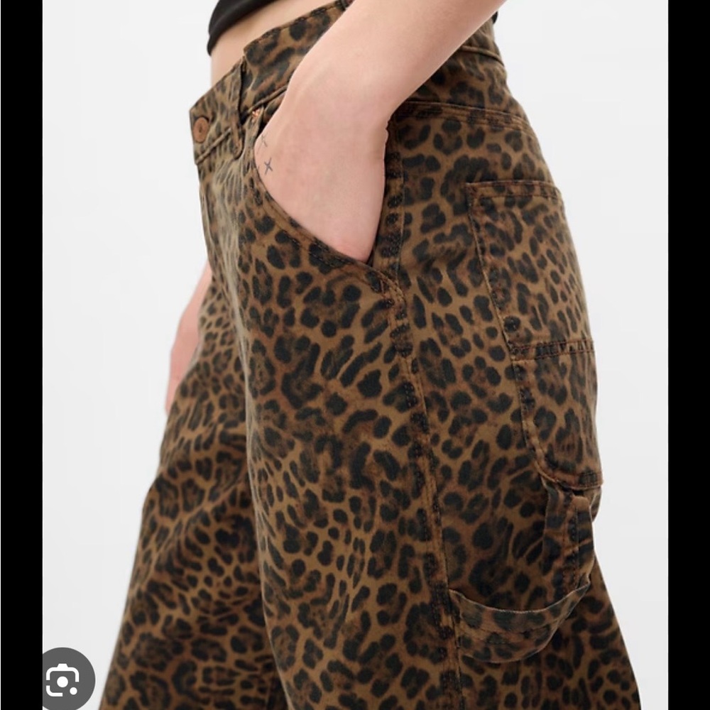 Leopard Print Wide-Leg Carpenter Pants